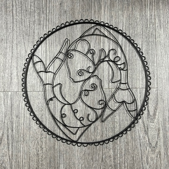 🎉HP🎉PBTeen Pisces Fish Zodiac Black Metal Wall Hanging Art - Picture 2 of 4